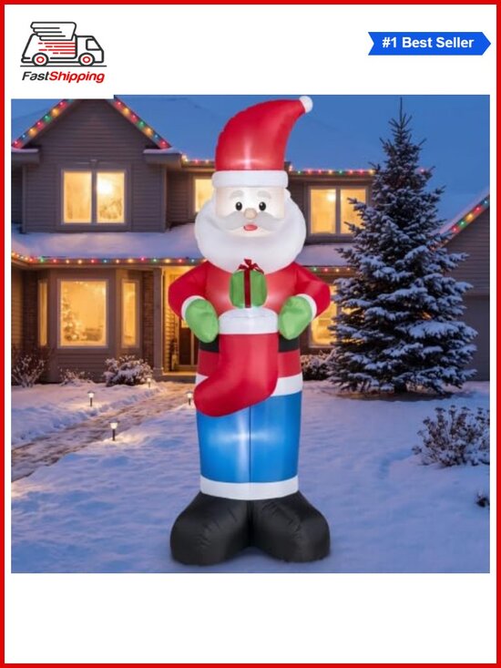 Other - 🎅 8FT Christmas Inflatable Santa Stocking LED Yard Decor